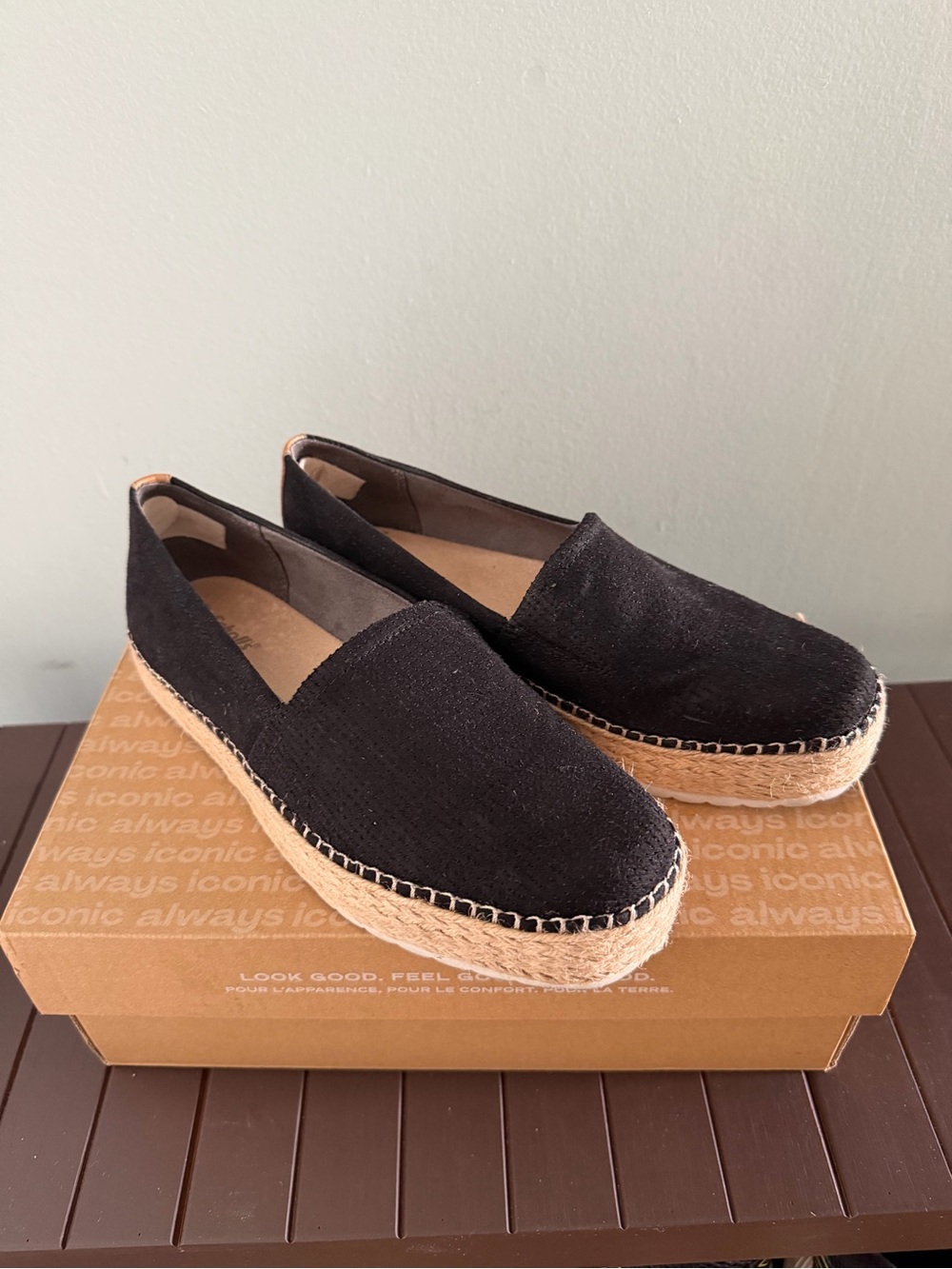 Dr. Scholl's Black Espadrille Platform Slip-On Flats